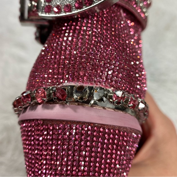 CLUB EXX Pink Sheriff Shine Rhinestone Cowboy Boots Ankle Booties Heeled Size 8 - Picture 13 of 13